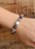 Boho Bracelet, Stretchy Bracelet, Black Botswana Onyx, Howlite
